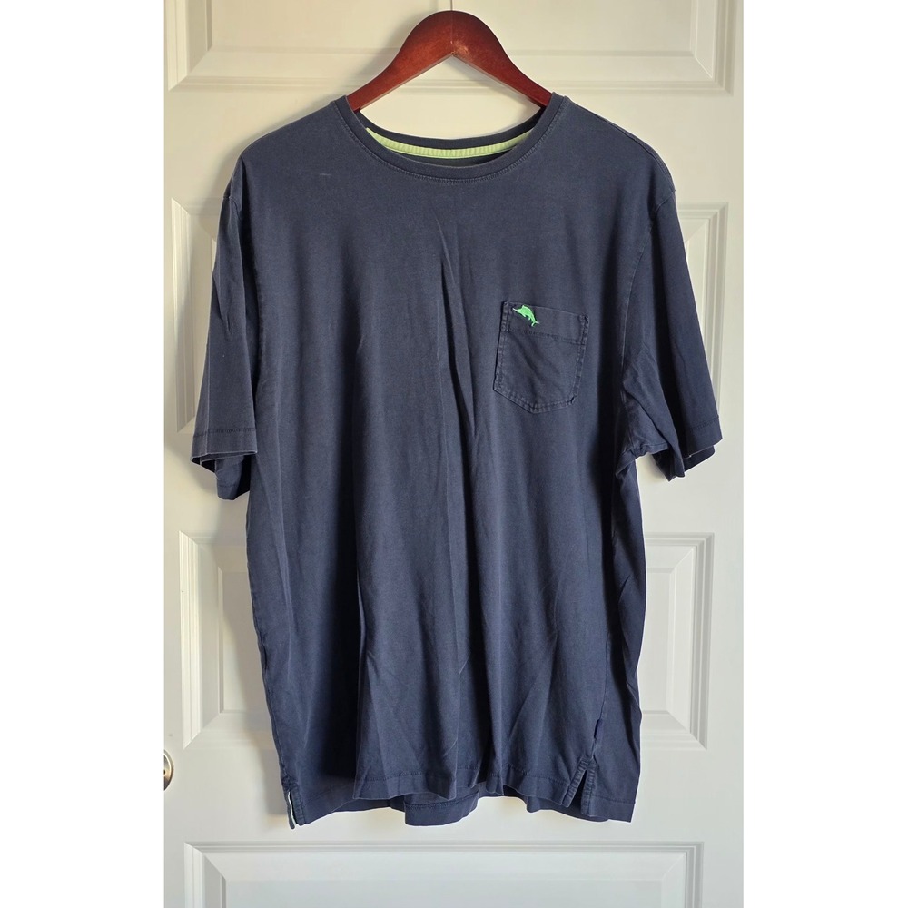 Tommy Bahama Mens XL Pima Cotton Bali Skyline Pocket T-Shirt Navy Blue Marlin